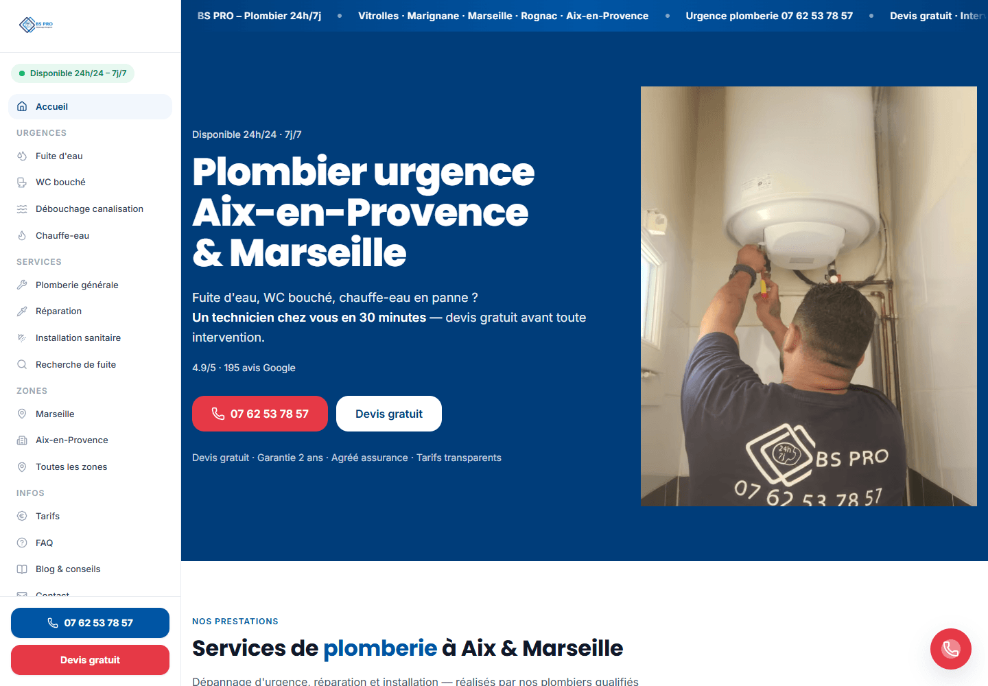 Capture du site bspro-plomberie.fr